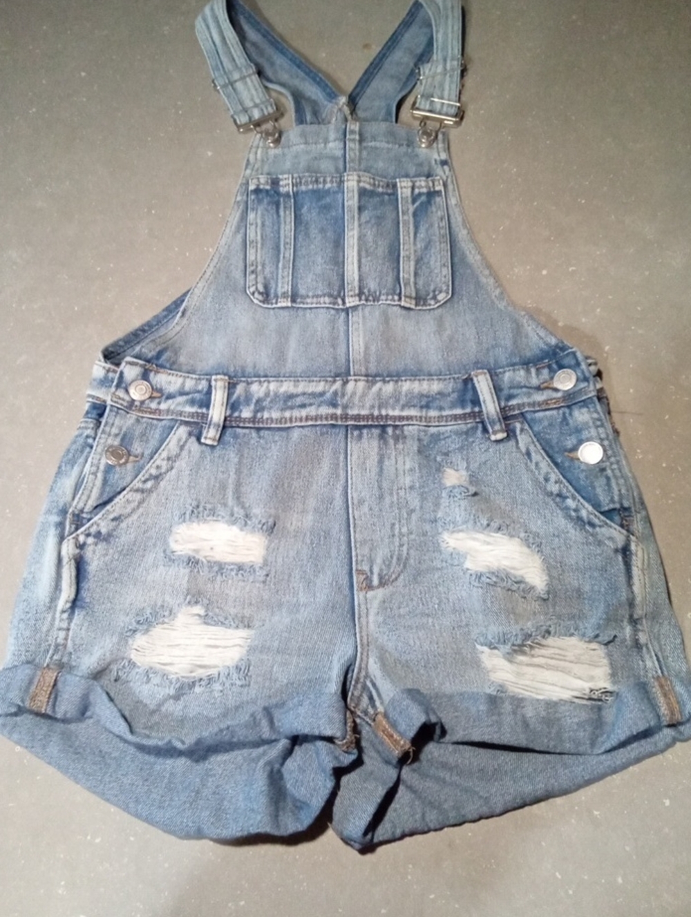 Bluenotes Light Blue Distressed Women's Denim Short Overalls